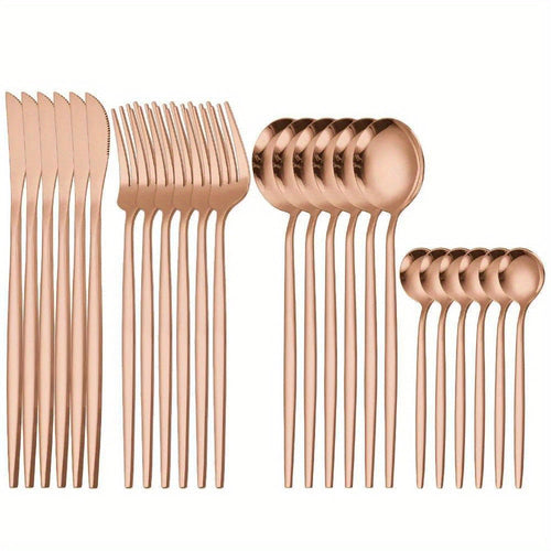 24Piece Gold Stainless Steel Portuguese Flatware Set