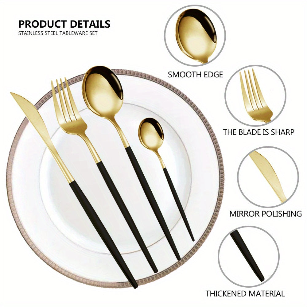 24Piece Gold Stainless Steel Portuguese Flatware Set