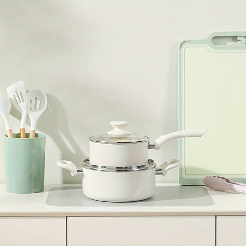 Nonstick Ceramic Saucepan Set with Lids InductionFriendly