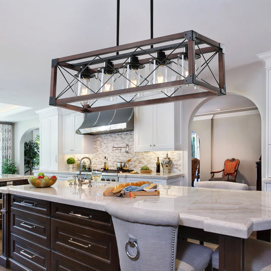 5-Light Retro Farmhouse Chandelier For Kitchen, Living room, Dining - Festival Furnish