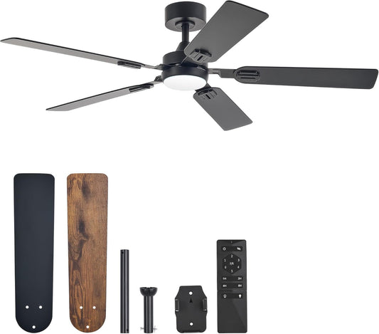 Ceiling Fans with Lights and Remote, 52" Ceiling Fan with 5 Blades,