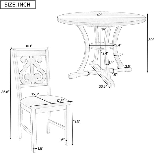 5-Piece round Kitchen Table Set - Festival Furnish
