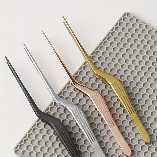 Titanium Golden Molecular Cooking Curved Tweezers for Decoration