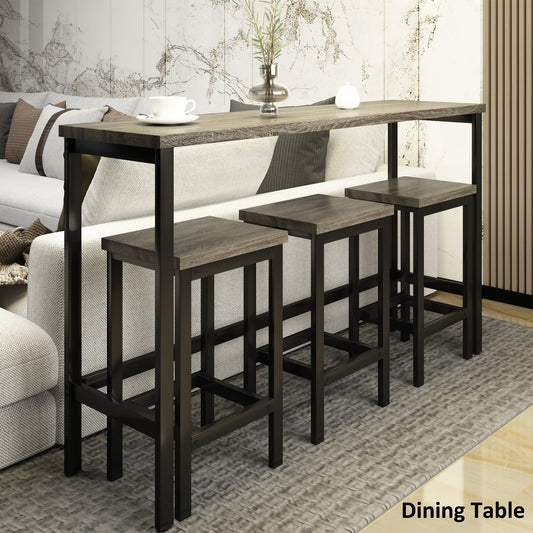 Counter Height Extra Long Dining Table Set with 3 Stools Pub Kitchen - Festival Furnish