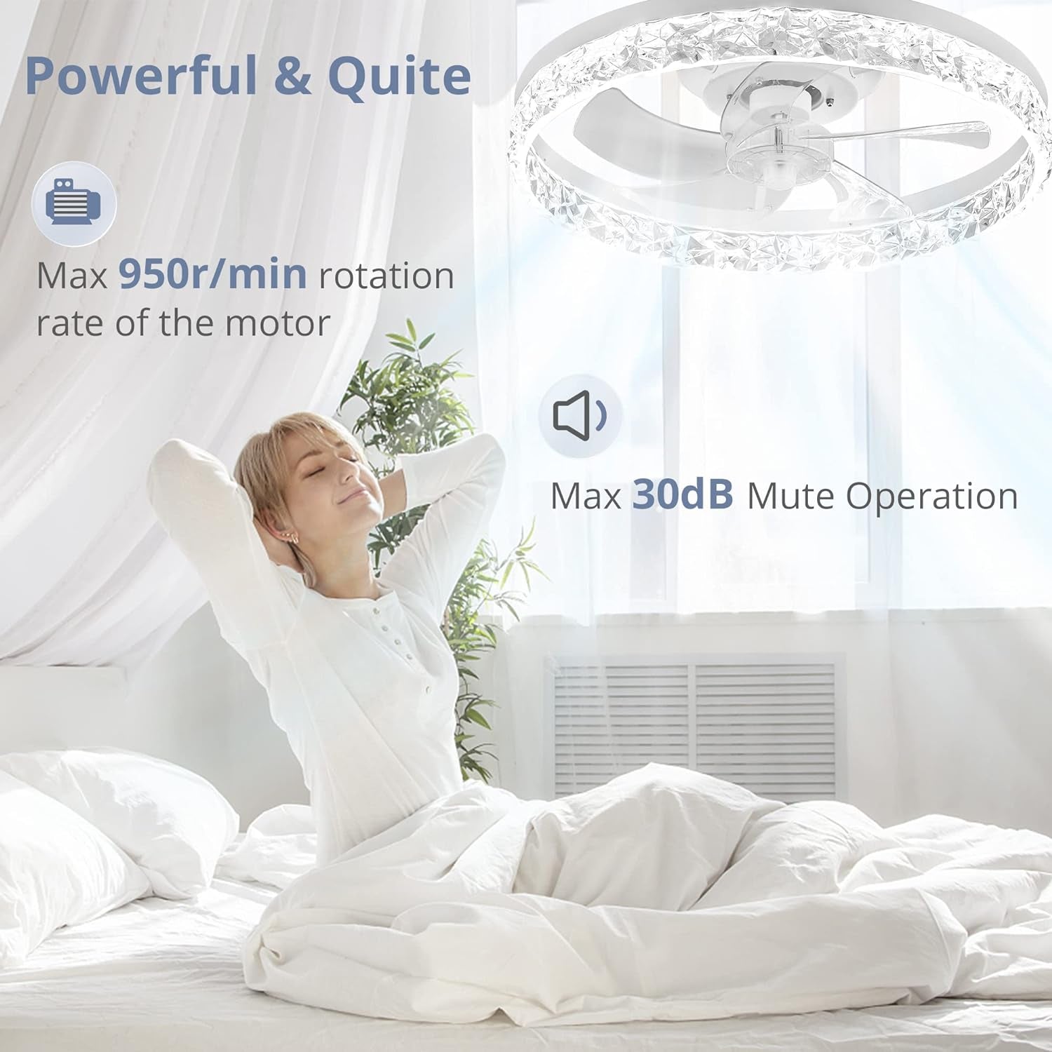20" Modern Ceiling Fans with Lights and Remote, Dimmable Low Profile - Festival Furnish