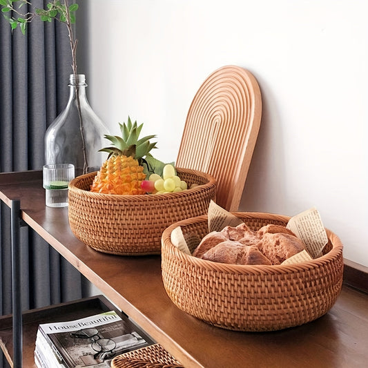 Set of 1 or 3 Rattan Decorative Woven Baskets