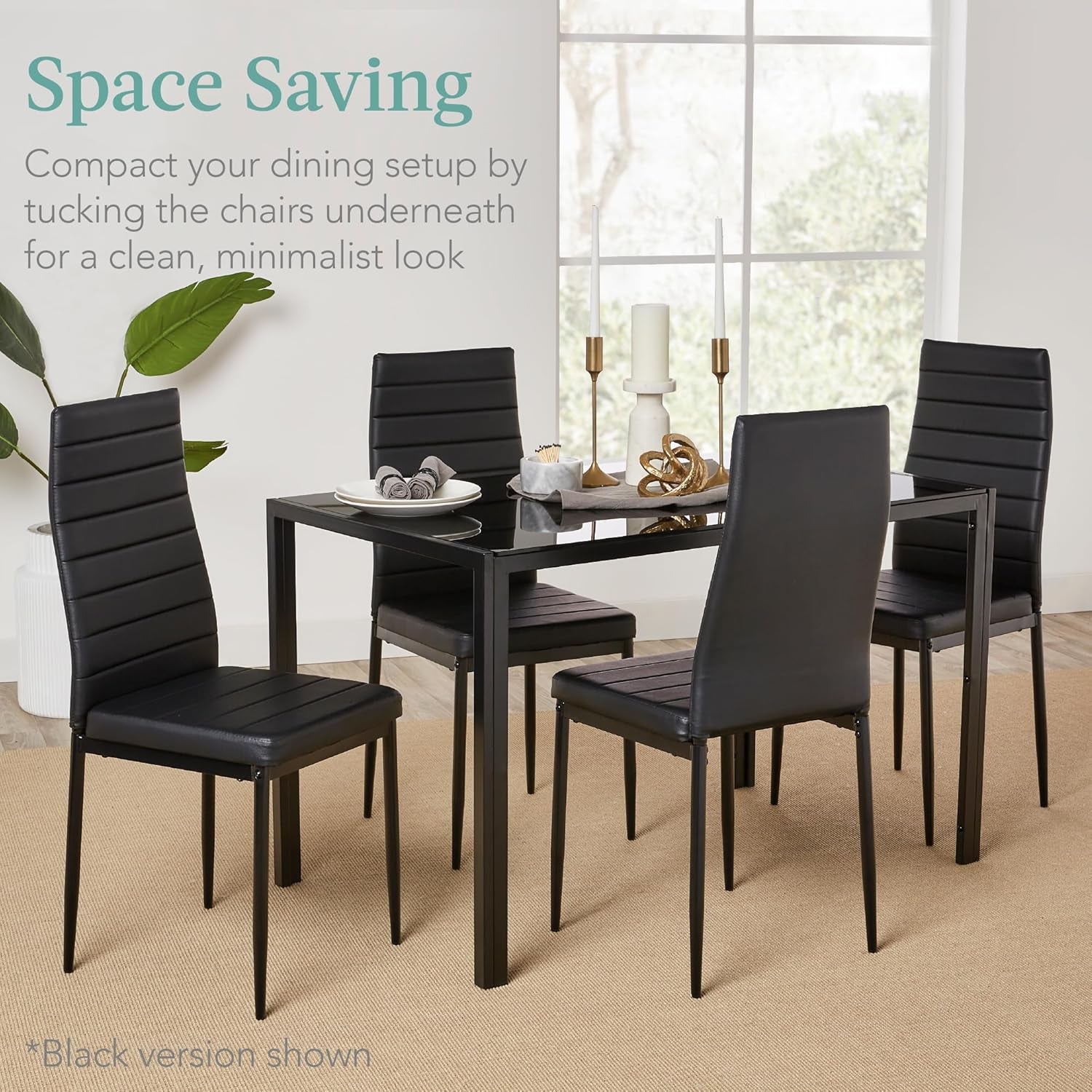 5-Piece Glass Dining Set, Modern Kitchen Table Furniture for Dining - Festival Furnish