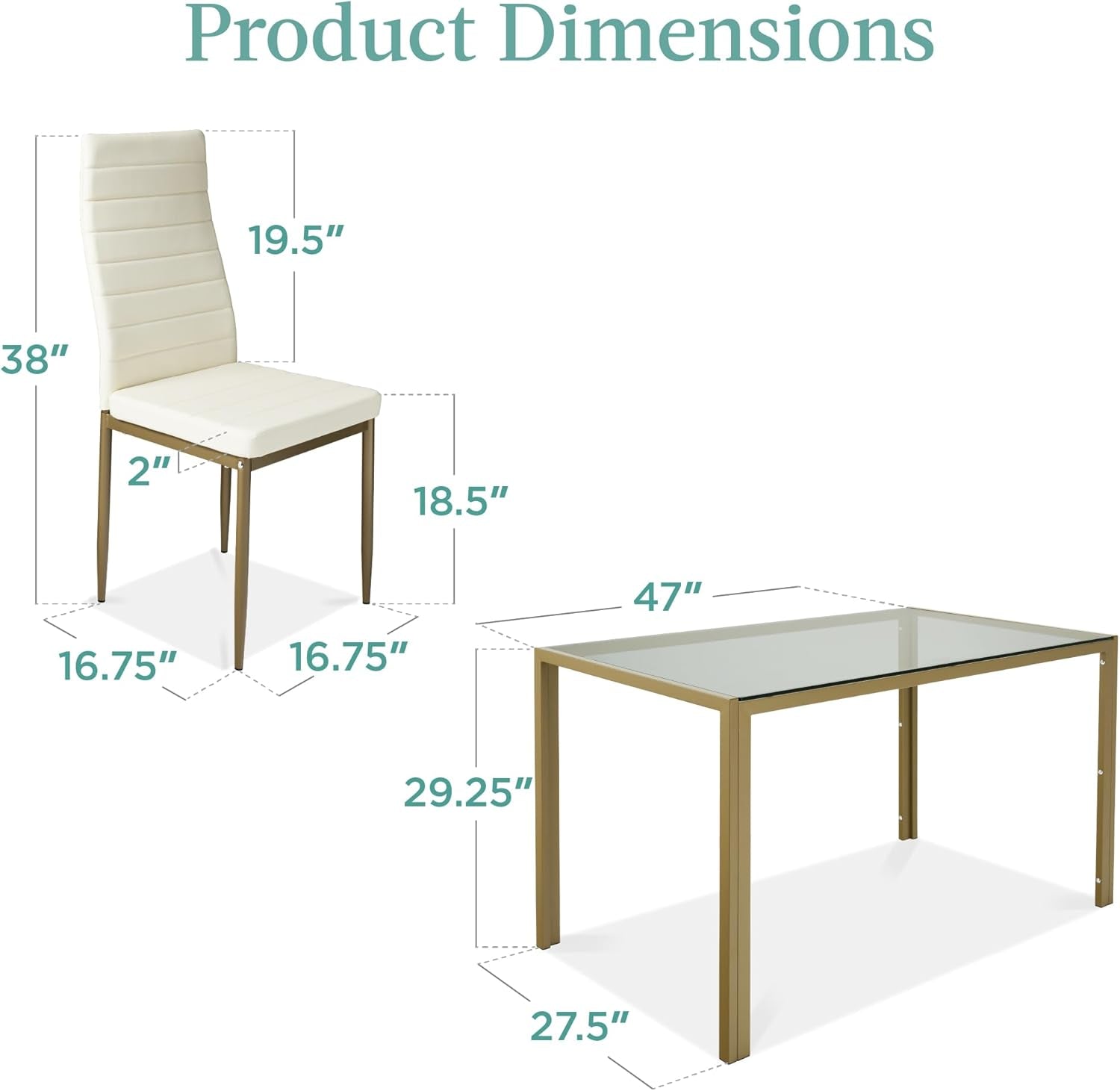 5-Piece Glass Dining Set, Modern Kitchen Table Furniture for Dining - Festival Furnish