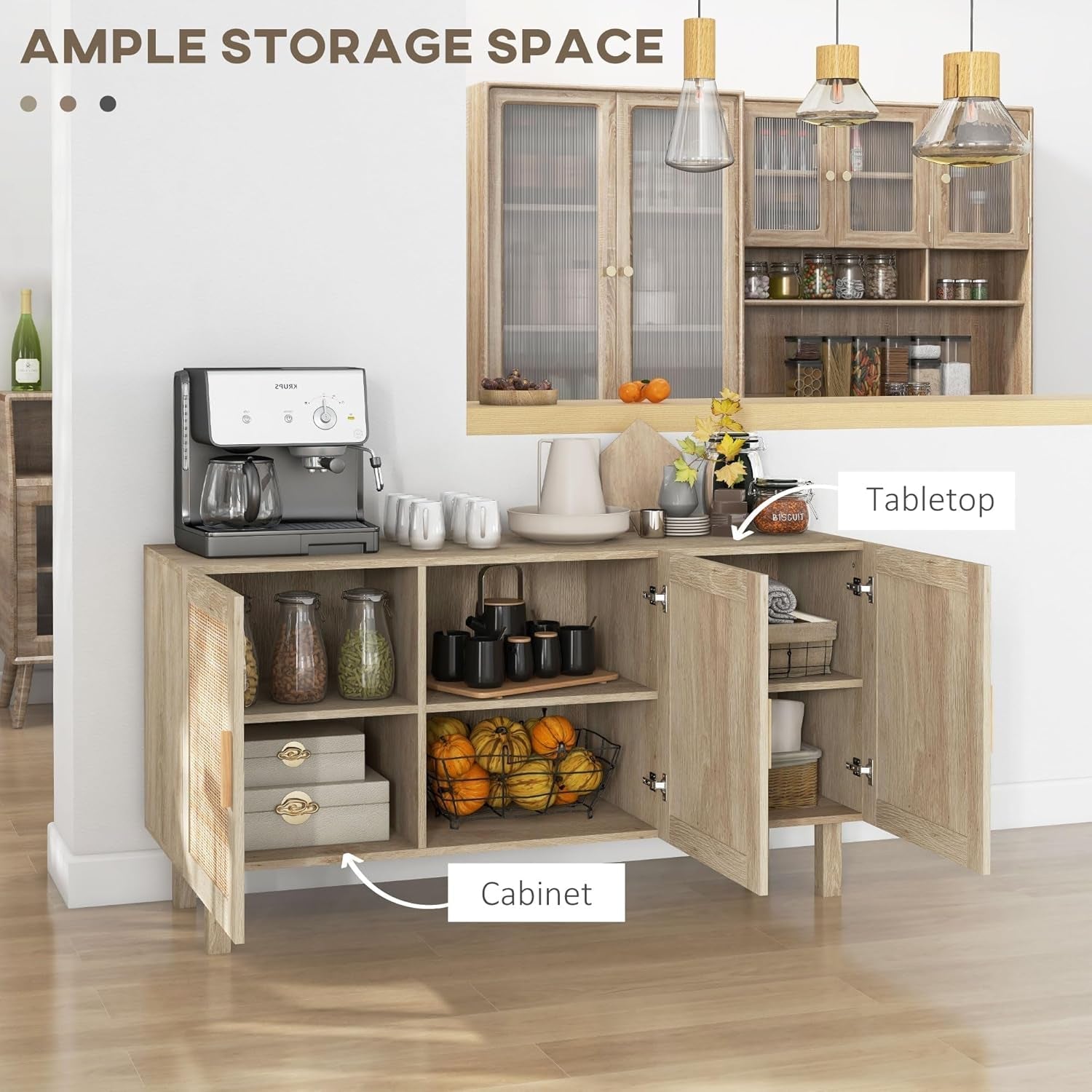 Sideboard Buffet Cabinet, Kitchen Cabinet, Coffee Bar Cabinet with 3 - Festival Furnish
