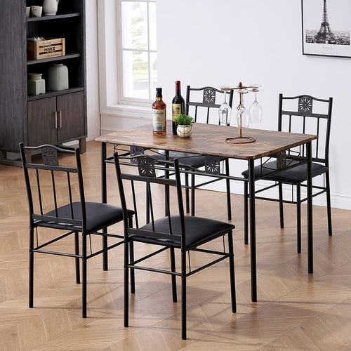Kitchen Dining Room Table Sets for 4, Retro-Brown - Festival Furnish