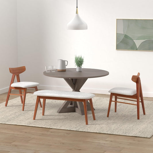 Alfred round Solid Wood Rustic Dining Table for Farmhouse Kitchen Room - Festival Furnish