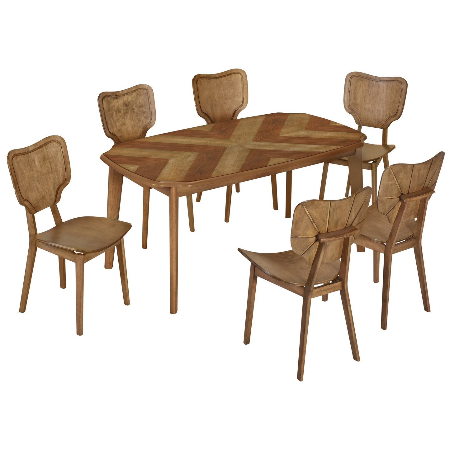 Vintage 7-Piece Dining Table Set with 6 Dining Chairs,Kitchen Table - Festival Furnish