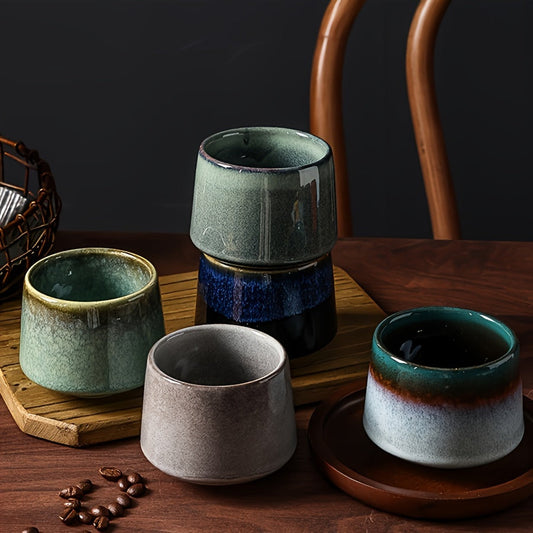Set of 2 Japanese Kiln Ceramic Mugs  76oz Gradient Design