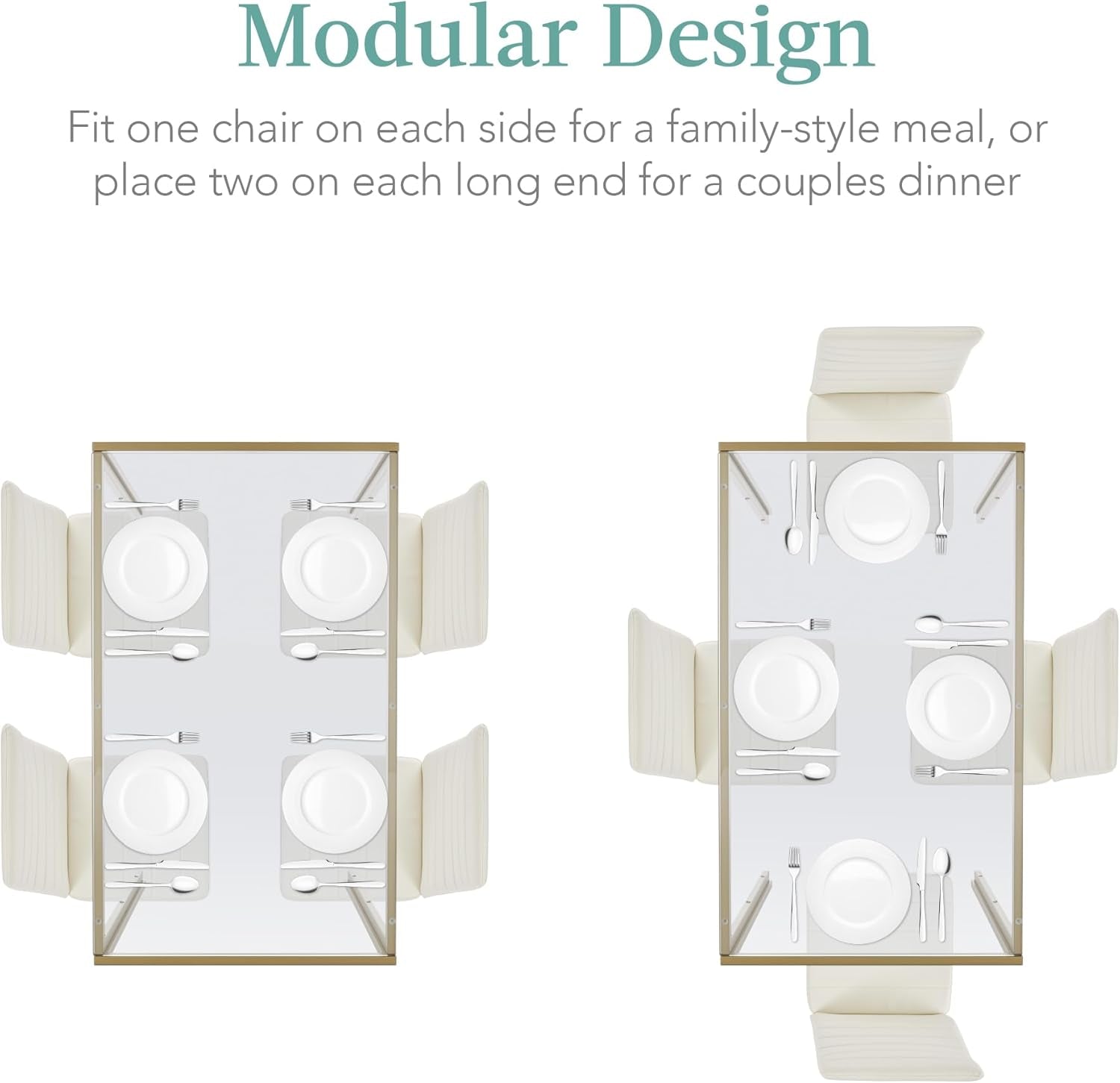 5-Piece Glass Dining Set, Modern Kitchen Table Furniture for Dining - Festival Furnish