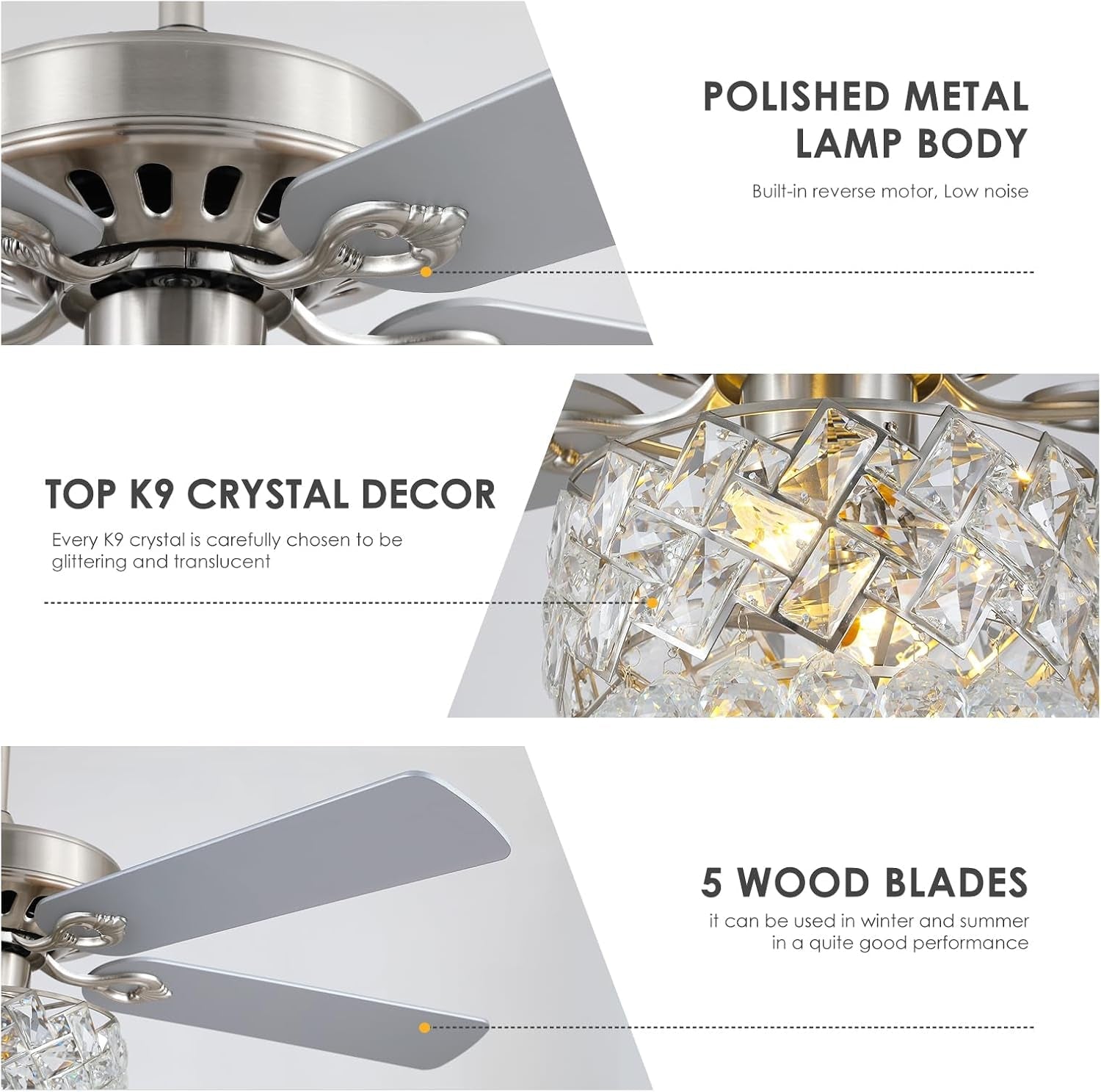 Ceiling Fan Fandelier with Lights-52 Modern Chandelier Fan with - Festival Furnish
