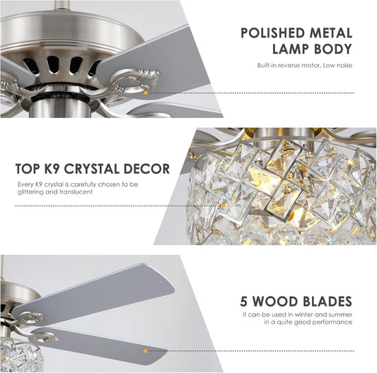 Ceiling Fan Fandelier with Lights-52 Modern Chandelier Fan with - Festival Furnish