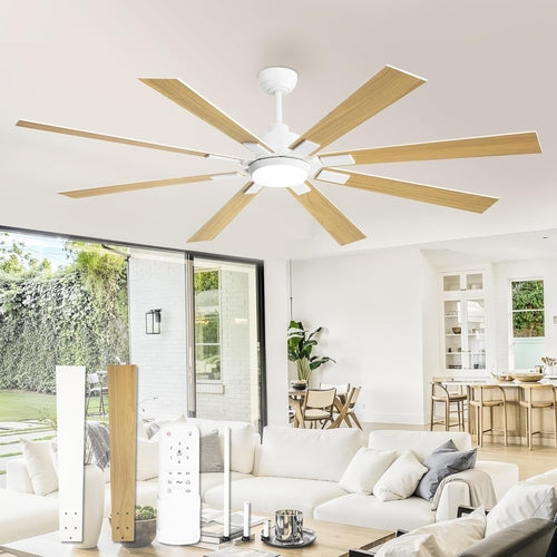 72 Inch White Ceiling Fans with Lights and Remote, Indoor/Outdoor
