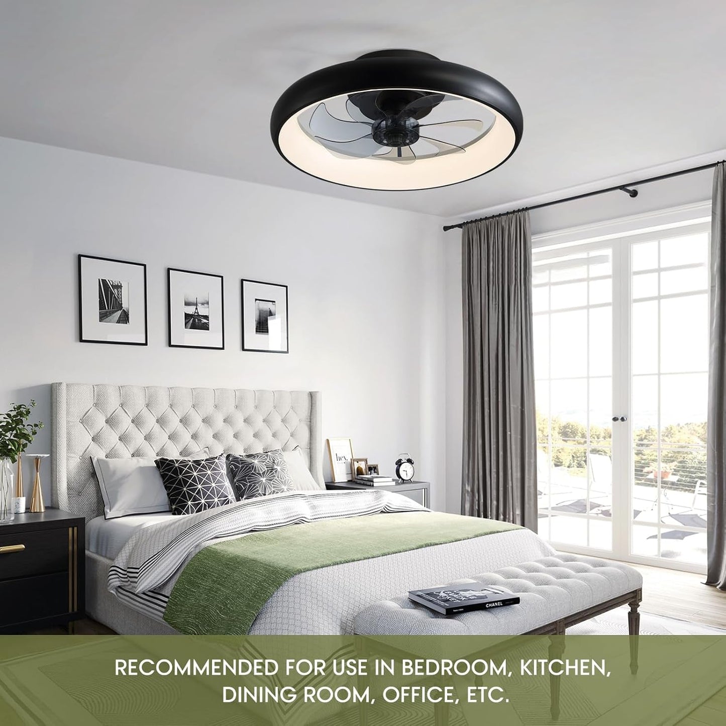 Ceiling Fans with Lights, 20" Flush Mount Ceiling Fan with Remote & - Festival Furnish