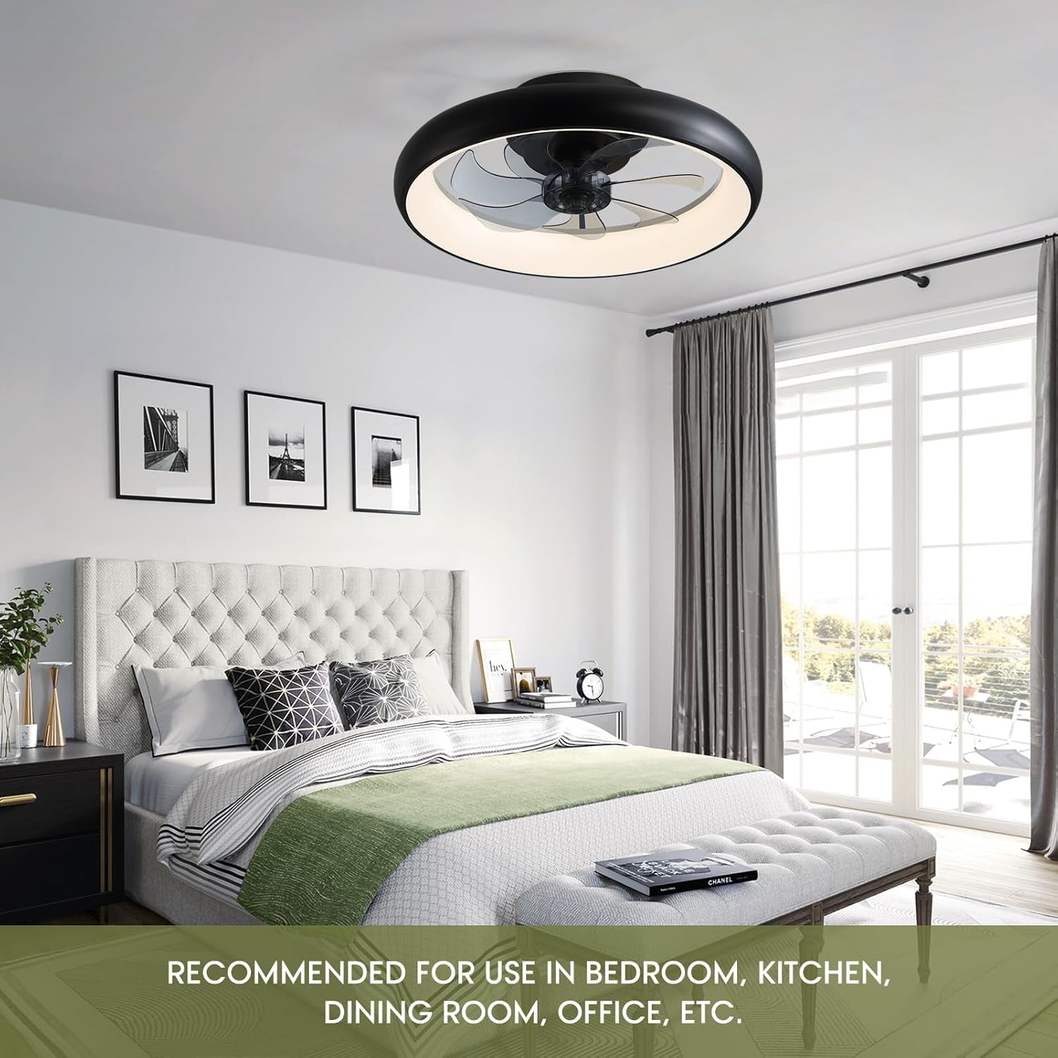 Ceiling Fans with Lights, 20" Flush Mount Ceiling Fan with Remote & - Festival Furnish