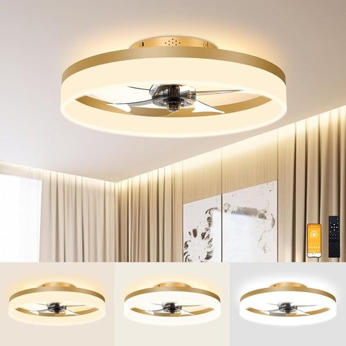 Low Profile Ceiling Fans with Lights and Remote, 19.7In Fandelier - Festival Furnish