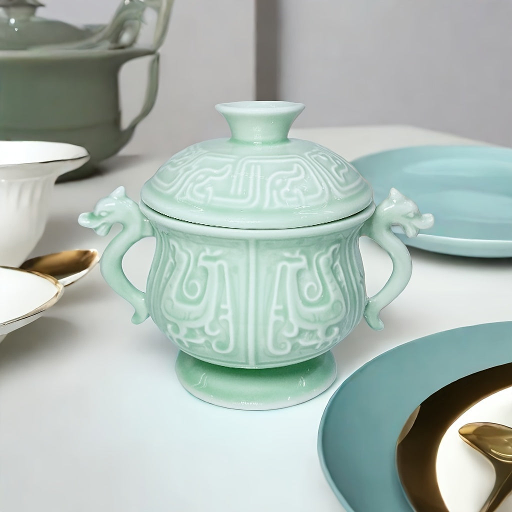 Artisanal Celadon Ceramic Stew Pot with Lid 250ml