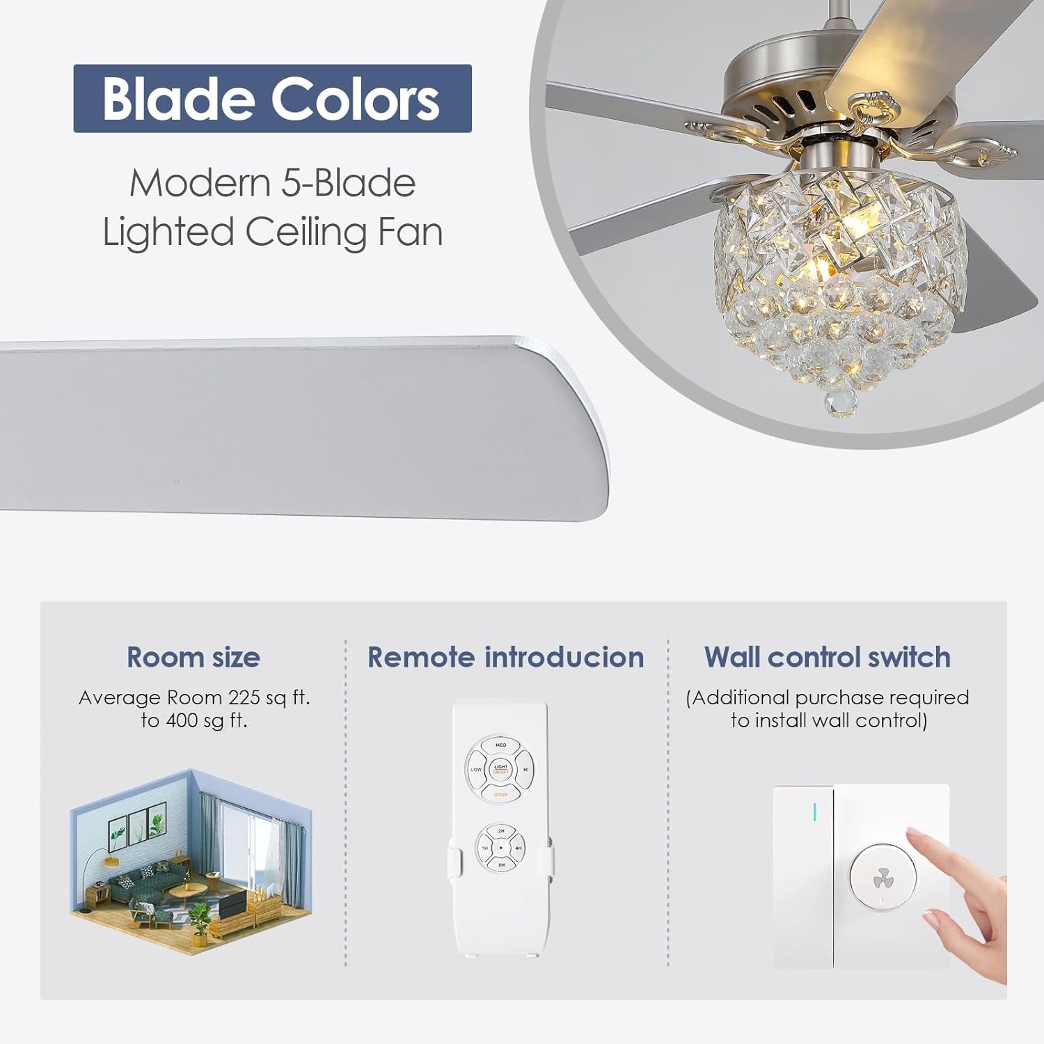 Ceiling Fan Fandelier with Lights-52 Modern Chandelier Fan with - Festival Furnish