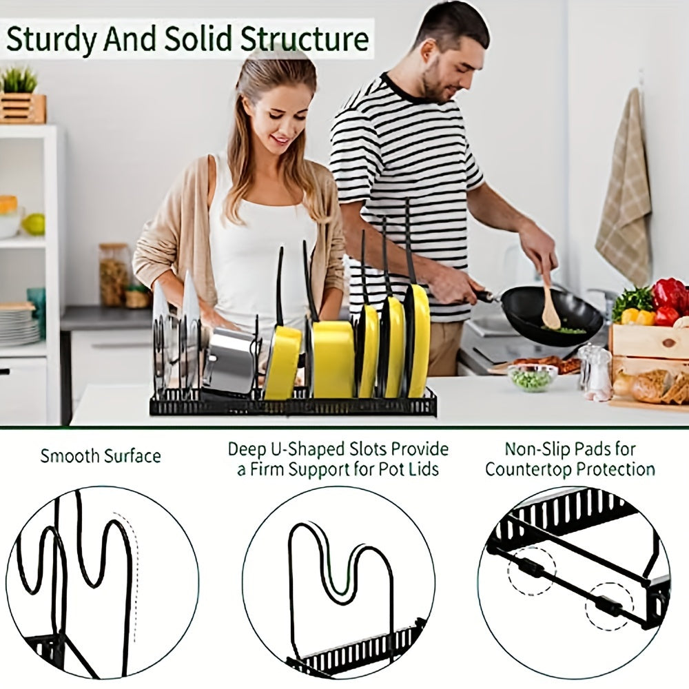 Expandable Multi-purpose Pot Organizer Rack with Adjustable Dividers