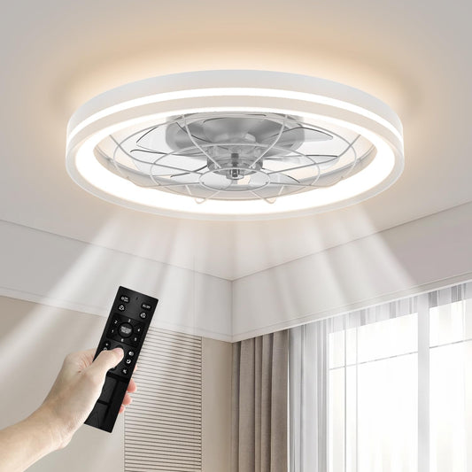 Low Profile Ceiling Fan with Light and Remote Bladeless Bedroom