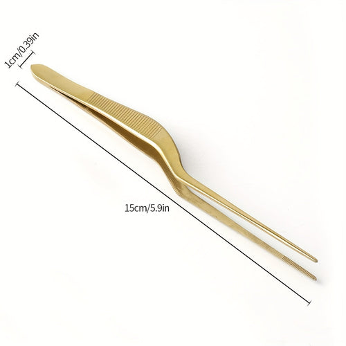Titanium Golden Molecular Cooking Curved Tweezers for Decoration