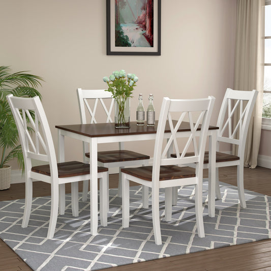 5-Piece Dining Table Set Home Kitchen Table and Chairs Wood Dining - Festival Furnish