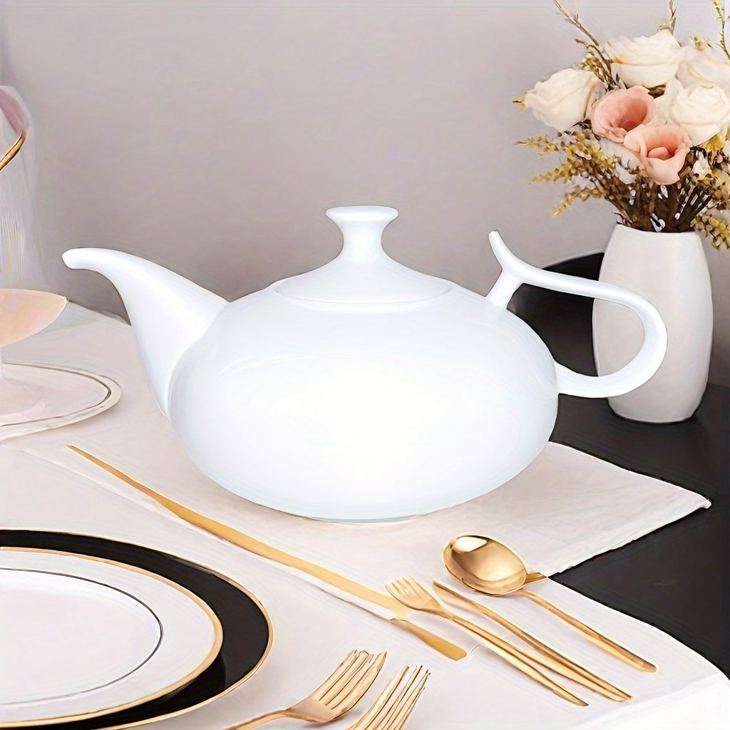 Elegant White Porcelain Teapot with Infuser - Perfect for Brewing
