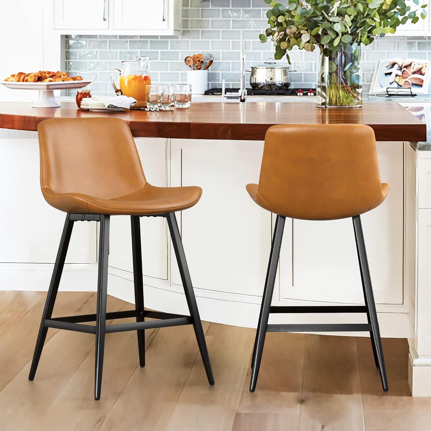 24 Inch Counter Stool, Modern Bucket Barstool, Kitchen Counter with - Festival Furnish