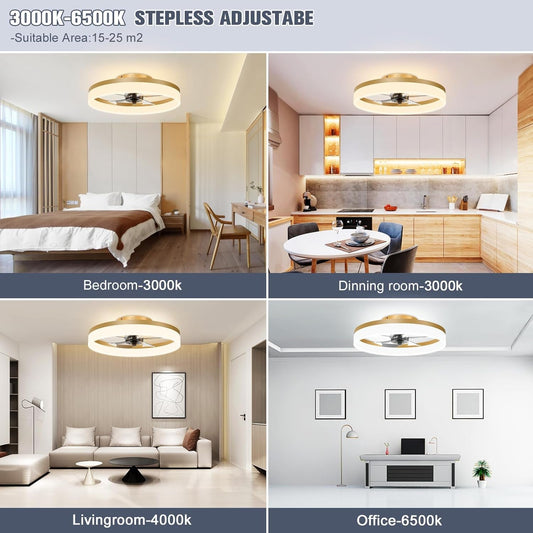 Low Profile Ceiling Fans with Lights and Remote, 19.7In Fandelier - Festival Furnish