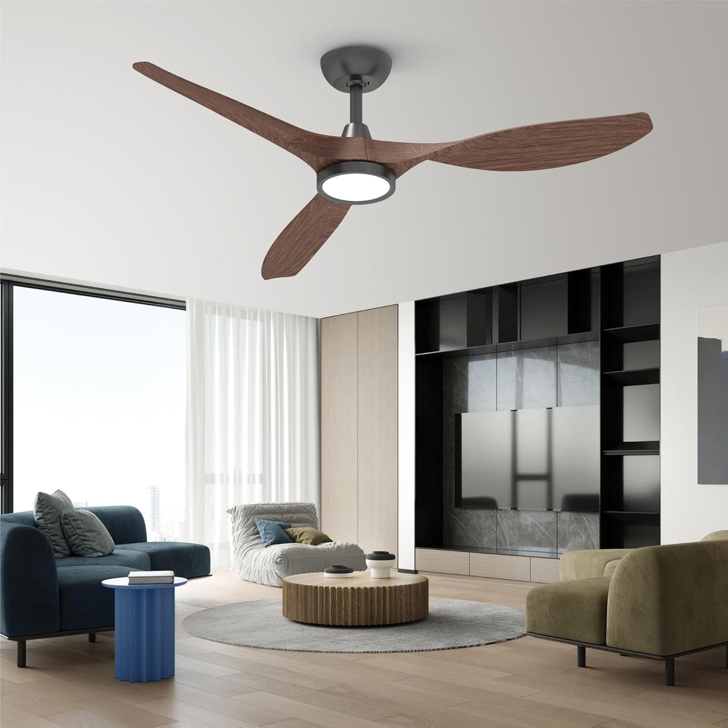 Ceiling Fans with Lights and Remote, 52 Inch Large Airflow Indoor