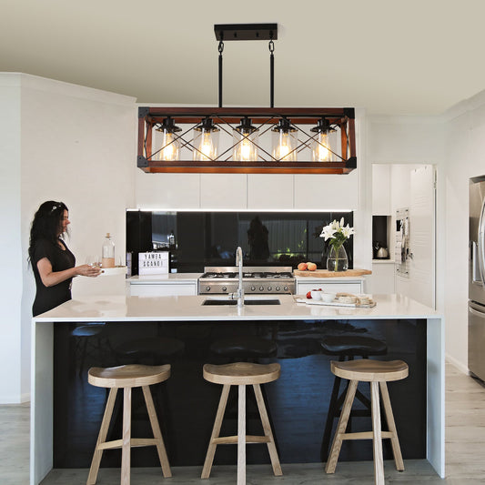 5-Light Retro Farmhouse Chandelier For Kitchen, Living room, Dining - Festival Furnish
