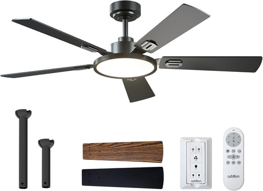 Ceiling Fans with Lights, 52 Inch Black Ceiling Fan with Light and