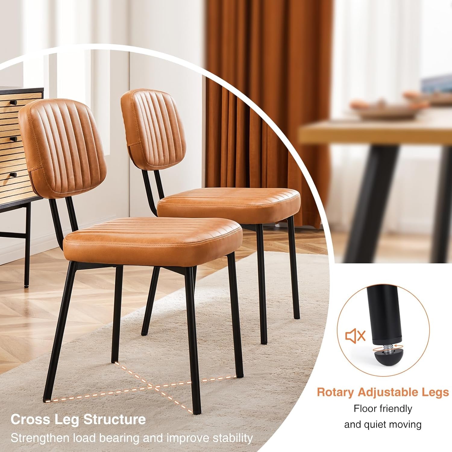 Dining Chairs Set of 4, Upholstered Mid Century Modern Kitchen Dining - Festival Furnish