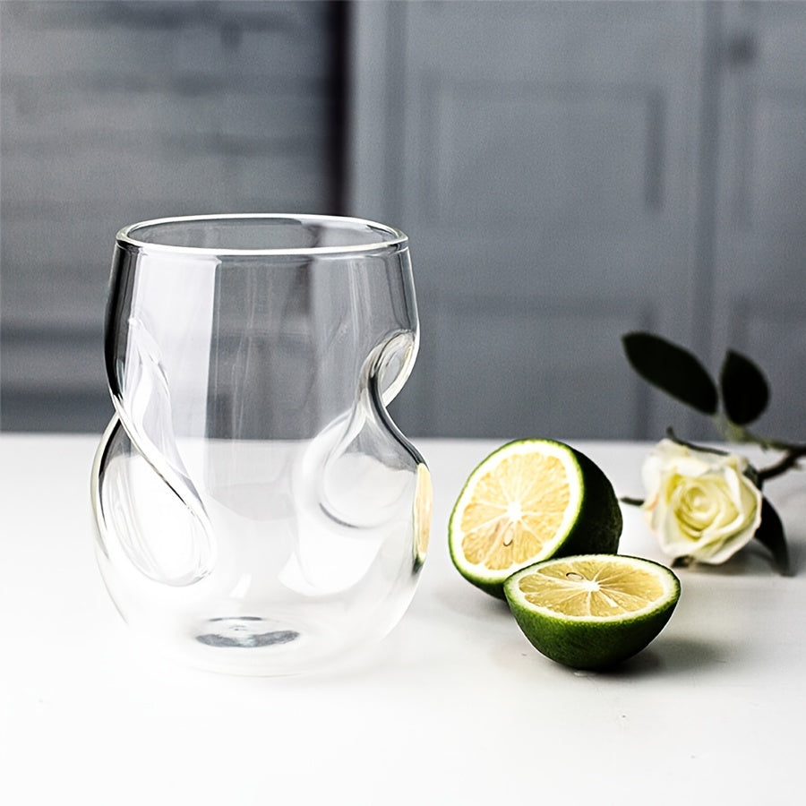 1pc Japanese Creative Cocktail Glass, Insulated Twisted Design,