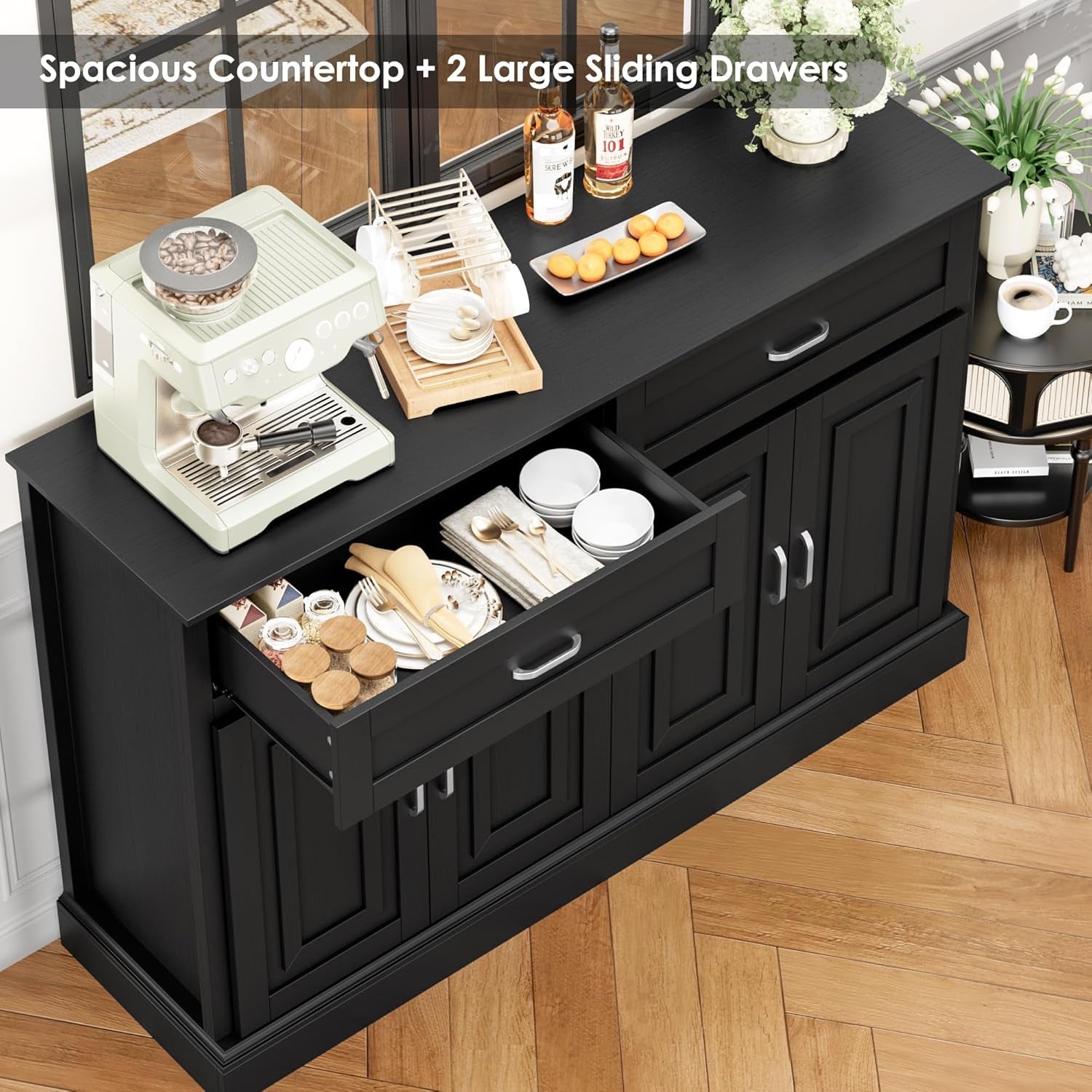 Sideboard Buffet Cabinet with Storage, 55.1" Large Kitchen Storage - Festival Furnish