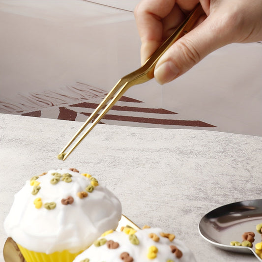 Titanium Golden Molecular Cooking Curved Tweezers for Decoration