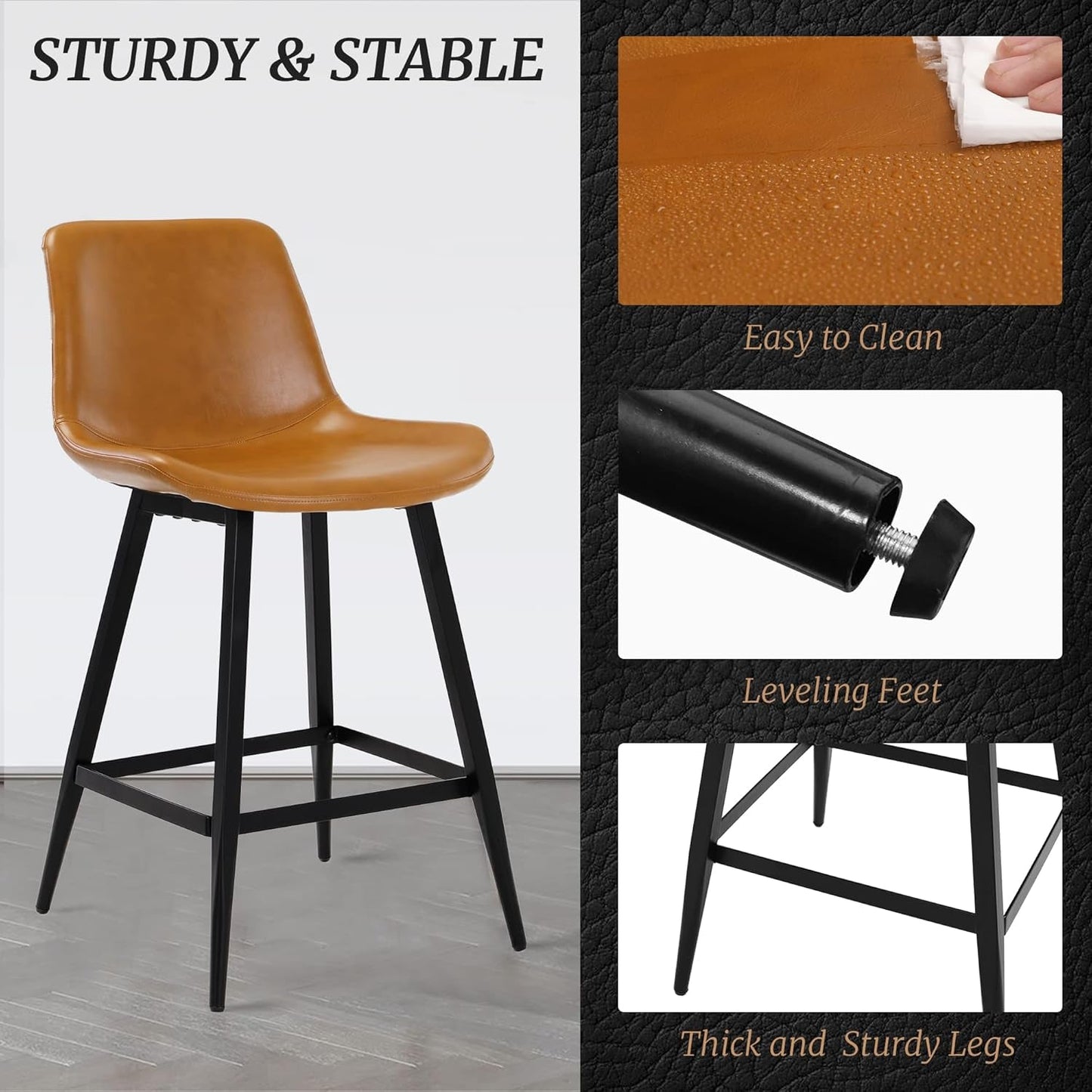 24 Inch Counter Stool, Modern Bucket Barstool, Kitchen Counter with - Festival Furnish