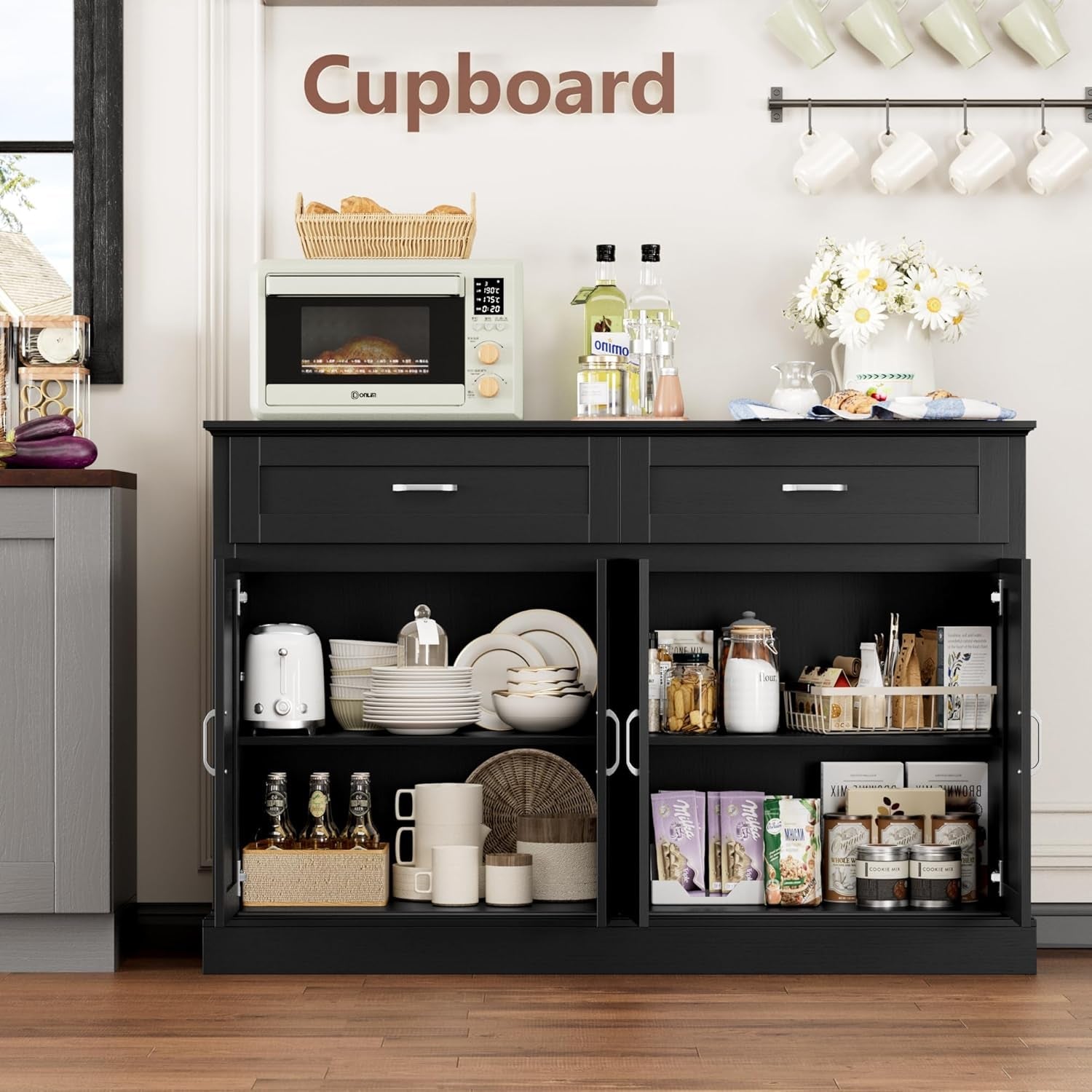 Sideboard Buffet Cabinet with Storage, 55.1" Large Kitchen Storage - Festival Furnish