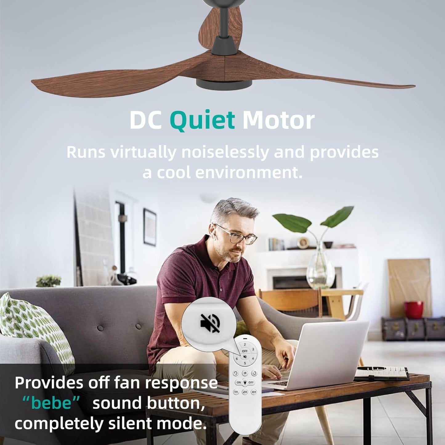 Ceiling Fans with Lights and Remote, 52 Inch Large Airflow Indoor