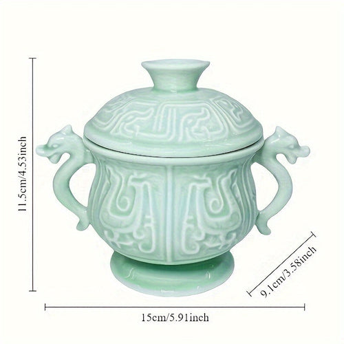 Artisanal Celadon Ceramic Stew Pot with Lid 250ml