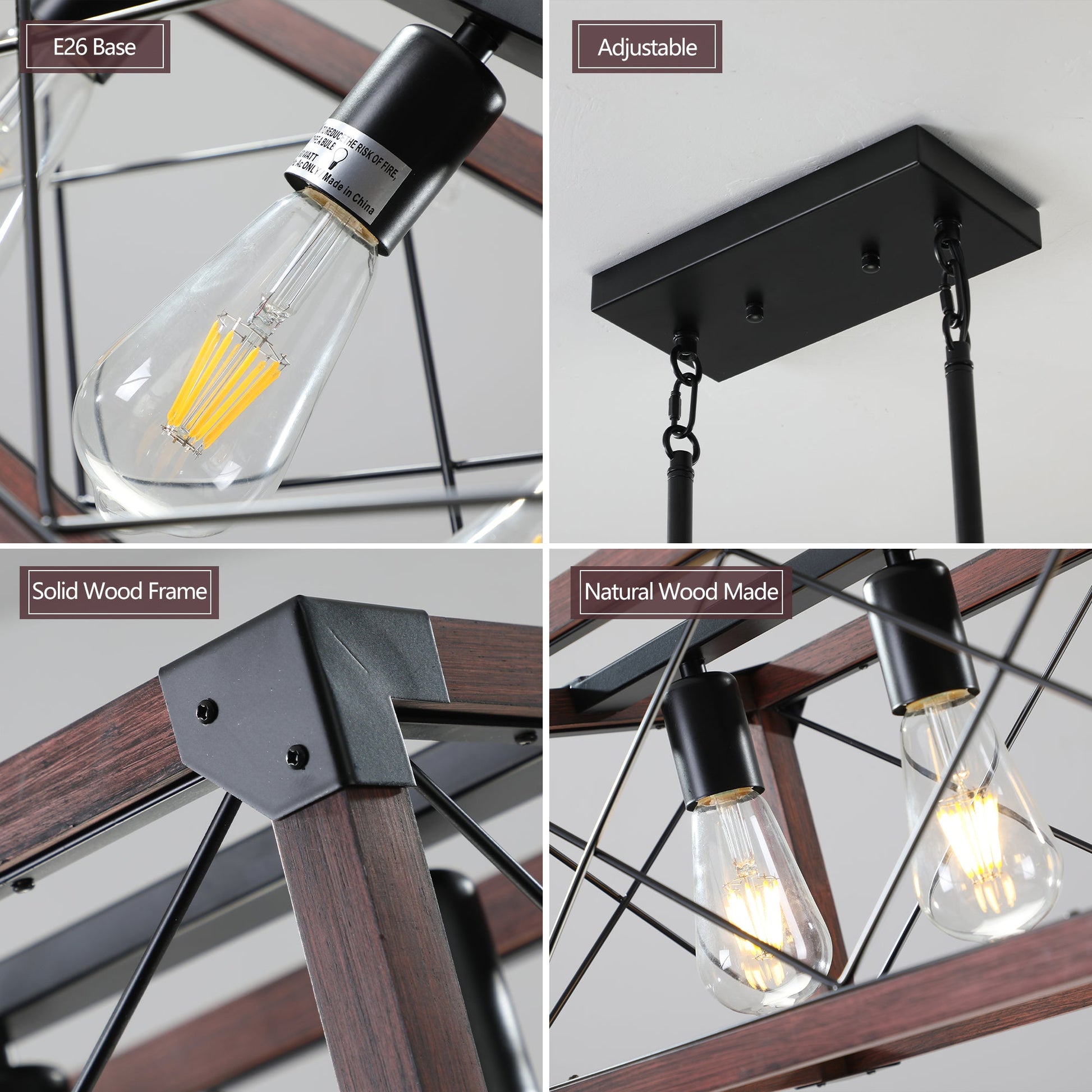 5-Light Retro Farmhouse Chandelier For Kitchen, Living room, Dining - Festival Furnish