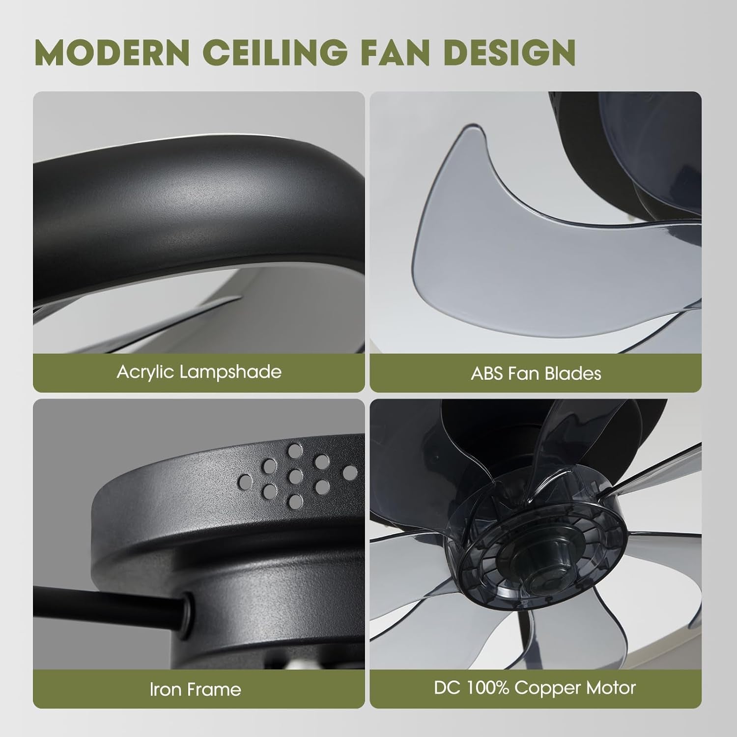 Ceiling Fans with Lights, 20" Flush Mount Ceiling Fan with Remote & - Festival Furnish
