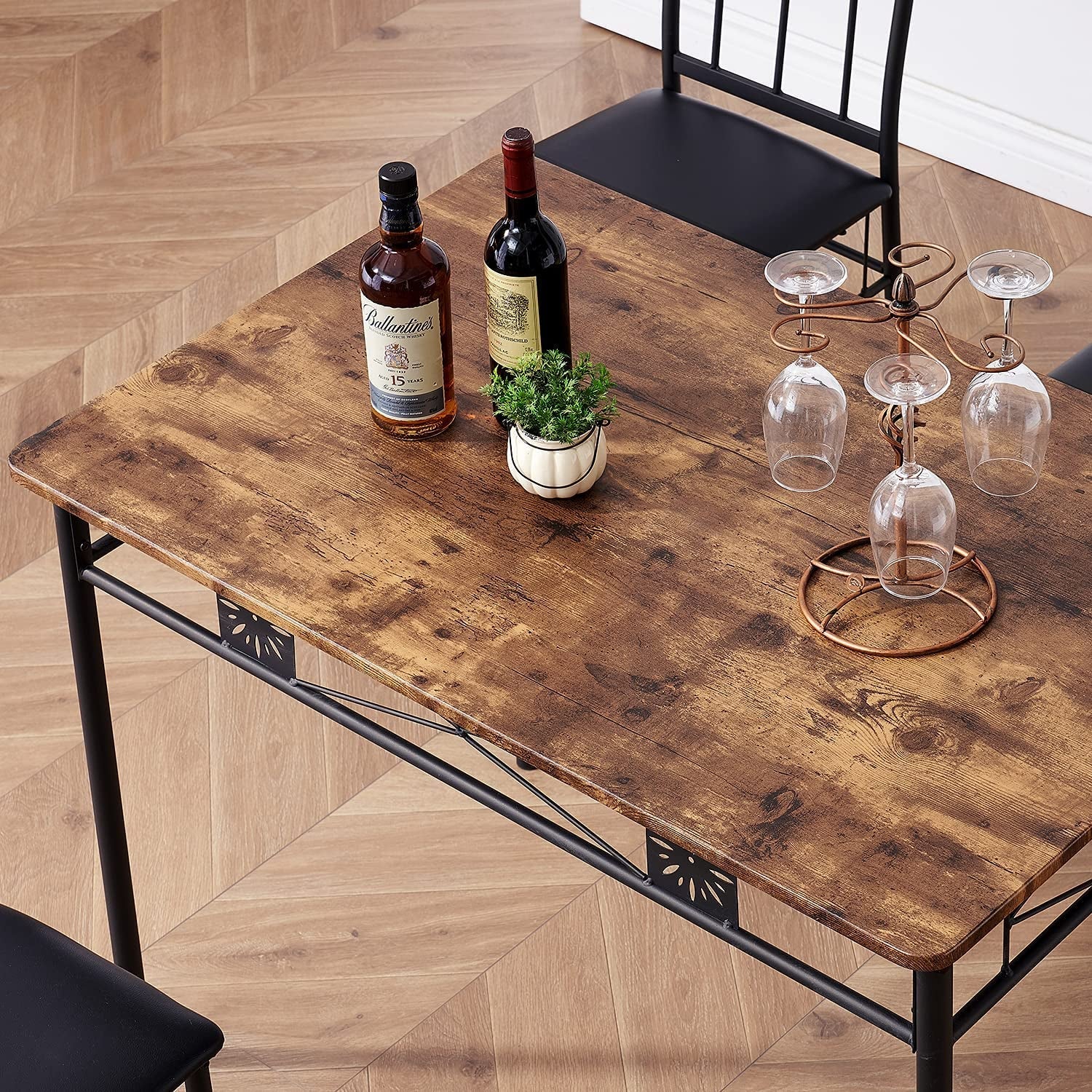 Kitchen Dining Room Table Sets for 4, Retro-Brown - Festival Furnish