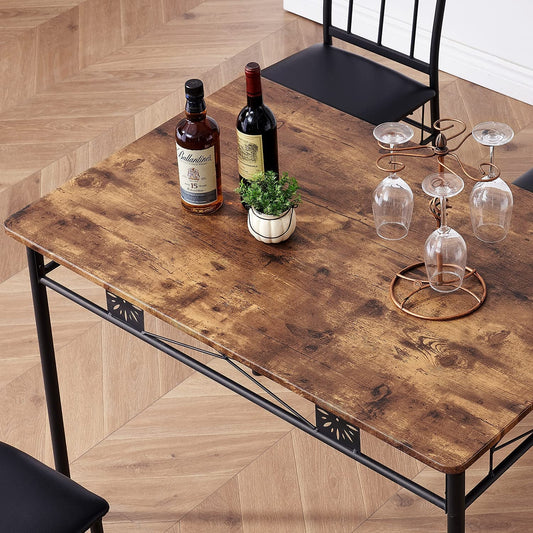 Kitchen Dining Room Table Sets for 4, Retro-Brown - Festival Furnish