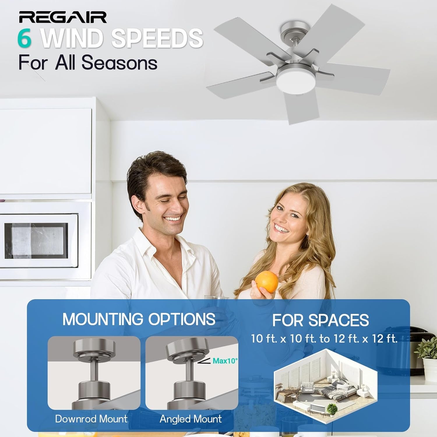 Ceiling Fan 32 Inch, Remote Control DC Motors, 3CCT 3000K-4000K-6500K - Festival Furnish