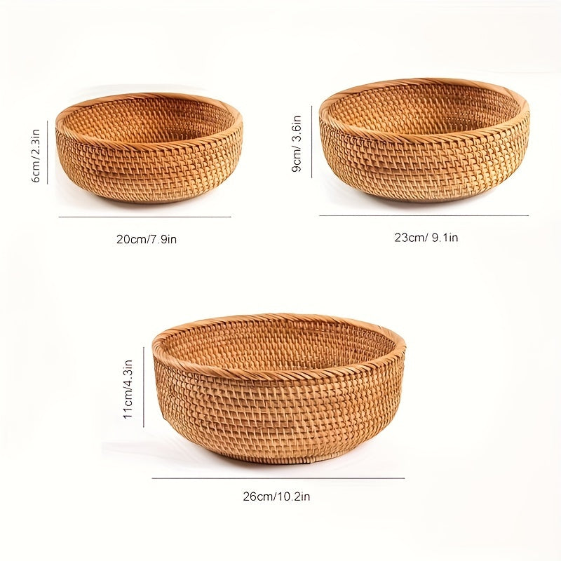 Set of 1 or 3 Rattan Decorative Woven Baskets